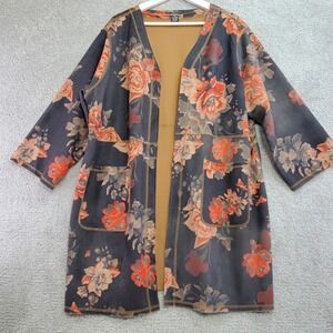 CHELSEA & THEODORE Woman 2X Floral Kimono Cardigan Jacket Duster Cottage Whimsy